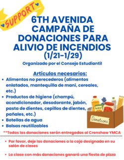 6ta Avenida Campaña de Donaciones para Alivio de Incendios, 1/21-1/29